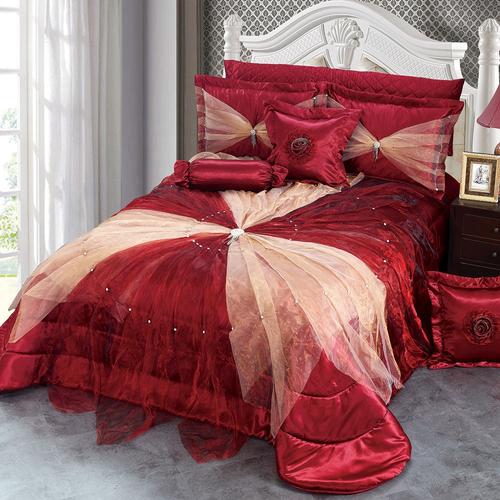 蕾丝新设计聚酯婚礼床上用品床罩绗缝床单套装土耳其 - buy 婚礼床上